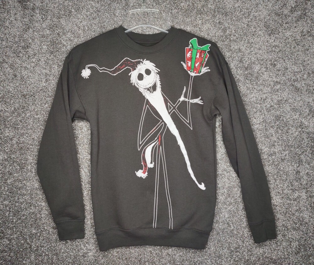 Nightmare Before Christmas Sweatshirt X-Small Gray Jack Skellington